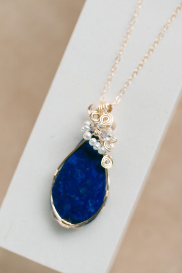 【永遠の美】ラピスラズリのペンダント Lapis Lazuli 《一点もの》14kgf 5枚目の画像