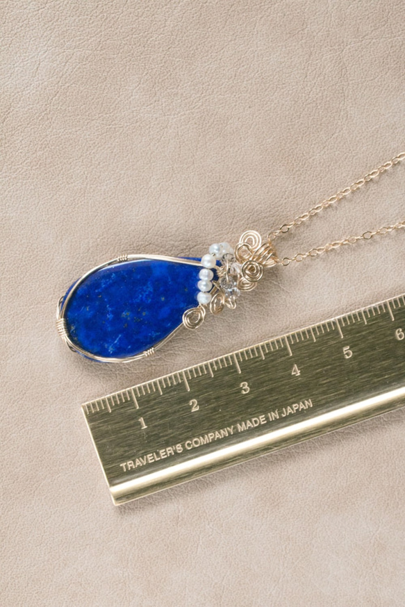 【永遠の美】ラピスラズリのペンダント Lapis Lazuli 《一点もの》14kgf 6枚目の画像