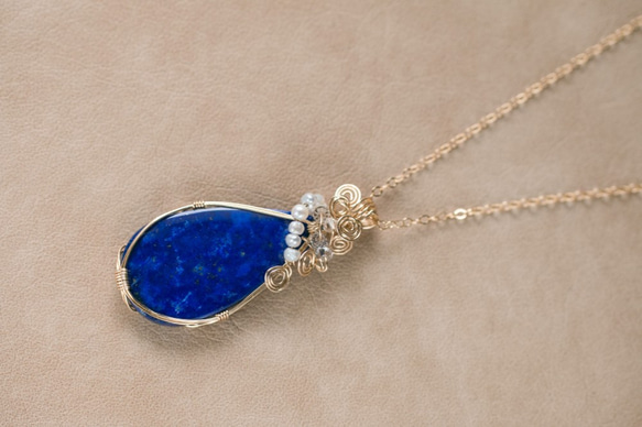 【永遠の美】ラピスラズリのペンダント Lapis Lazuli 《一点もの》14kgf 8枚目の画像