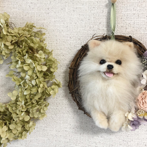 羊毛フェルト　にこにこリラックスポメラニアン 羊毛フェルト にこにこリラックスポメラニアン