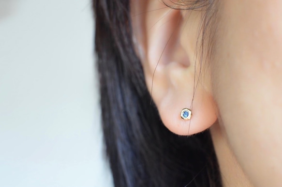 K18單耳耳環卵石-藍寶石- 第4張的照片