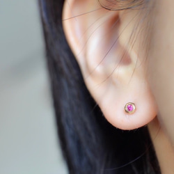 K18單耳耳環卵石-紅寶石- 第4張的照片