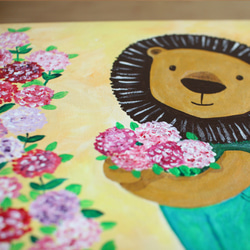 カミ原画∣大きな頭のライオンのあじさい 3枚目の画像