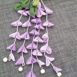 つまみ細工 藤の花 紫 かんざし flower Drop 通販 4015228｜Creema
