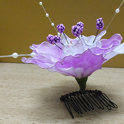 [ストッキング]ディルの花のつるの花のヘアアクセサリー - パープル 2枚目の画像