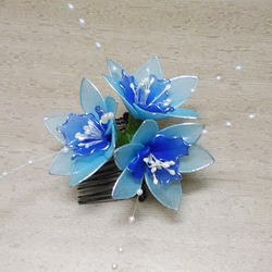 [ストッキング]スイセンの花のヘアアクセサリー - ブルー 3枚目の画像
