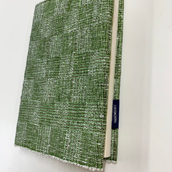 キビソ手織りのブックカバー　市松　緑（文庫サイズ） 5枚目の画像