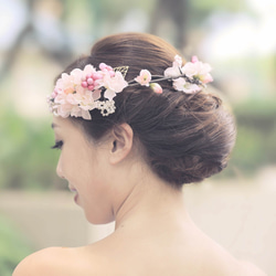 Caia新娘花飾◆花仙子 花朵 造型花 花環 花圈 閃石 粉紅色 手工製 結婚頭飾 婚禮頭飾 新娘頭飾 第2張的照片