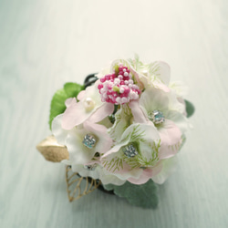 アジサイブライダルの花柄◆花の妖精花の形の花の花輪リングフラッシュ粉赤手作りの飾り結婚花嫁の結婚式の頭飾り頭飾り 2枚目の画像