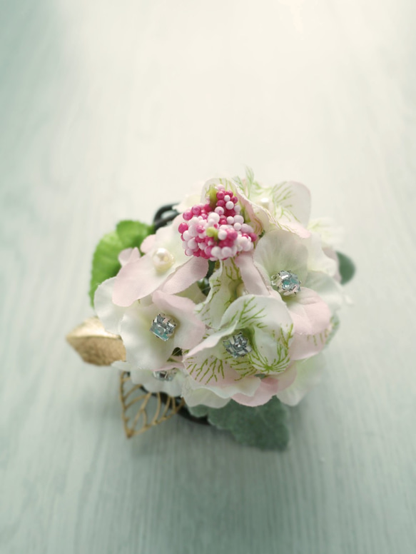 Hydrangea 新娘花飾◆花仙子 花朵 造型花 花環 花圈 閃石 粉紅色 手工製 結婚頭飾 婚禮頭飾 新娘頭飾 第2張的照片