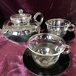 合歓の茶器セット〜手彫りガラス〜 1枚目の画像
