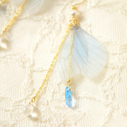 純粹的搖曳〜童話〜翅膀的仙女耳環[藍] 第4張的照片