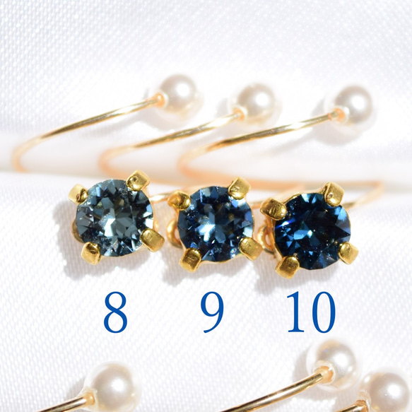 [14kgf] 10 種顏色可供選擇 清爽藍色 swaro 和珍珠小指戒指 第5張的照片