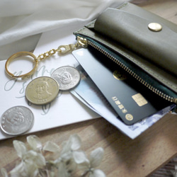 橄欖綠鑰匙圈零錢包 歐洲牛皮短夾 手作皮革錢包 鑰匙包 卡夾 第5張的照片