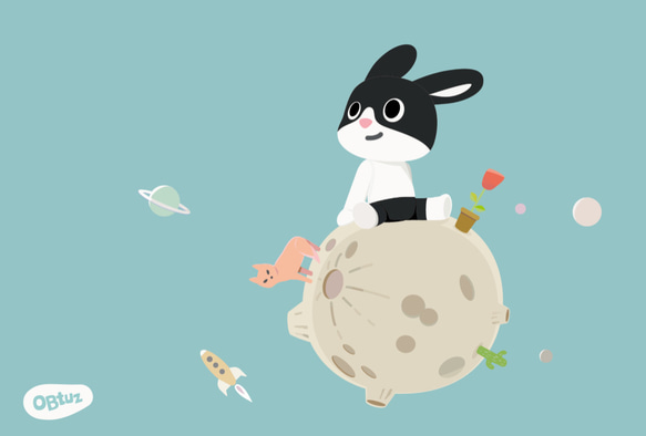 【歐彼兔】明信片組/一共五張/可愛兔兔插畫/清新文青風/文具控最愛 第1張的照片