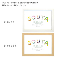 フォトフレーム付き オリジナルイラストの命名ポスター♡世界で1枚の可愛い命名書　アレンジOK 出産祝い・七五三撮影にも♡ 7枚目の画像