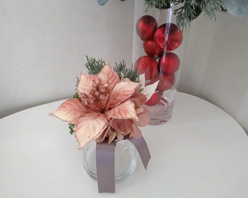 クリスマス ポインセチアのミニブーケ アーティフィシャル