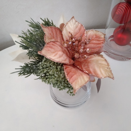 クリスマス ポインセチアのミニブーケ アーティフィシャルフラワー