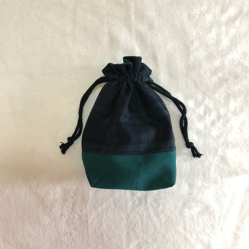 ネイビー×グリーンチェックのレッスンバッグ 緑 レッスンバッグ