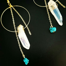 ourora quartz × turquoise Hoop 2枚目の画像
