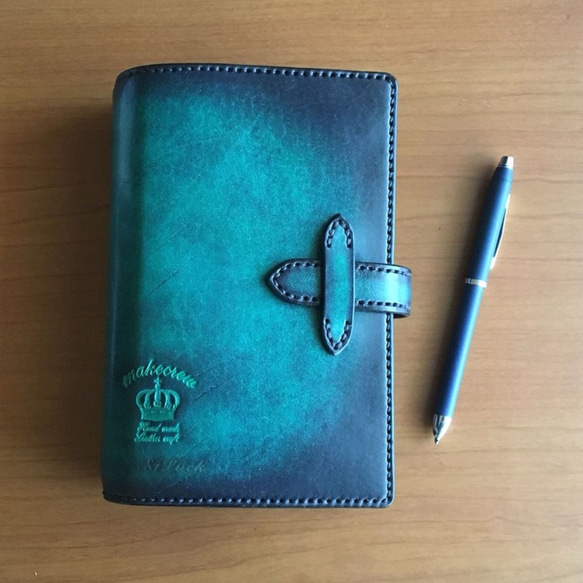 深緑アンティーク、システム手帳(バイブルsize) 深緑アンティーク システム手帳 バイブルsize また