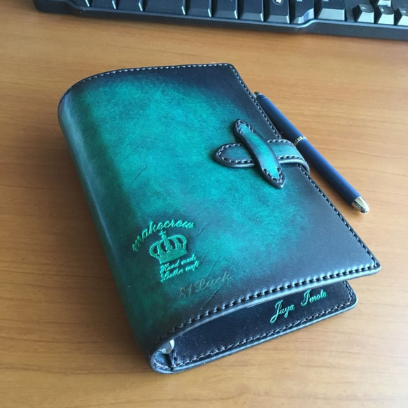 深緑アンティーク、システム手帳(バイブルsize) 深緑アンティーク システム手帳 バイブルsize また