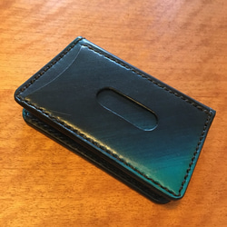 手染め斜め紺色グラデーション免許・パス・カードケース 3枚目の画像