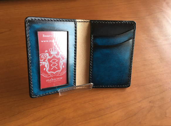 手染めブルーアンティーク免許・パス・カードケース 2枚目の画像