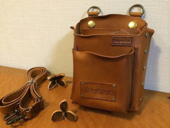 ウォッシュ加工本革レザーキャラメルシンプルシザーケース