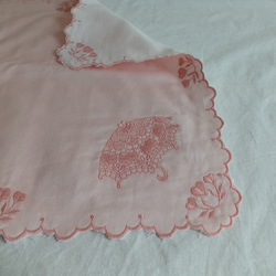 洋傘刺繡蕾絲手帕 手絹-馨香粉 第4張的照片