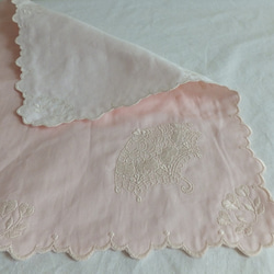 傘の刺繍レースハンカチハンカチ - エレガントな粉 2枚目の画像