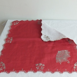 洋傘刺繡蕾絲手帕 手絹-魔力紅 第2張的照片