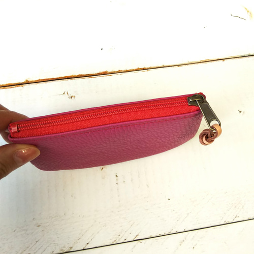 本革フラットポーチS◇やわらかいイタリアンレザー(ピンク)◇用途