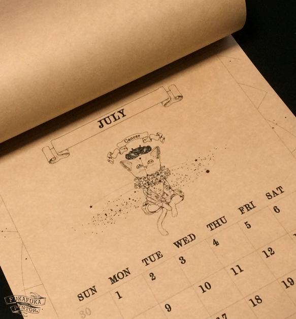 星座猫の壁掛けカレンダー☆黄道十二星座 2枚目の画像
