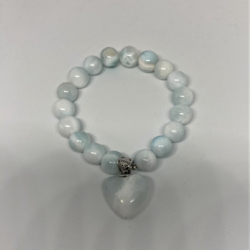 ラリマーハートブレス ハンドメイド ラリマー ラブラドライト ハート ブレスレット