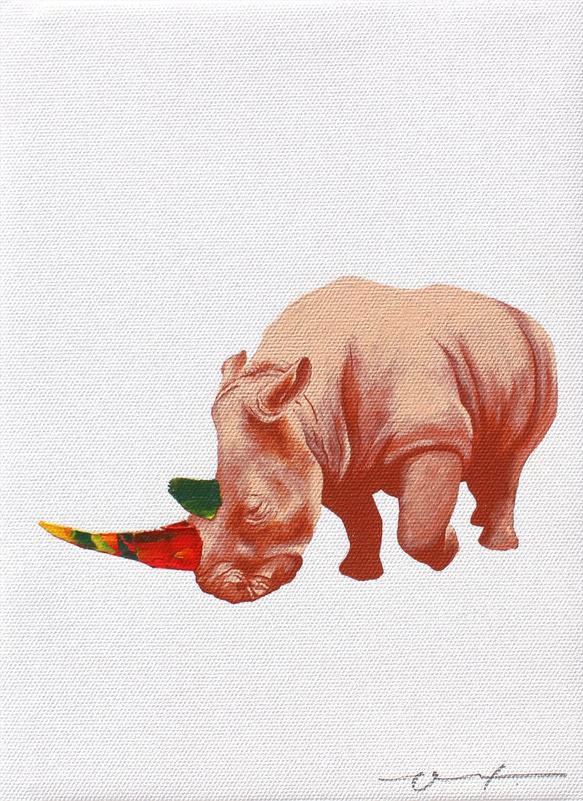 絵画/原画] animalor | サイ（キャンバスにアクリル） 絵画 OZ
