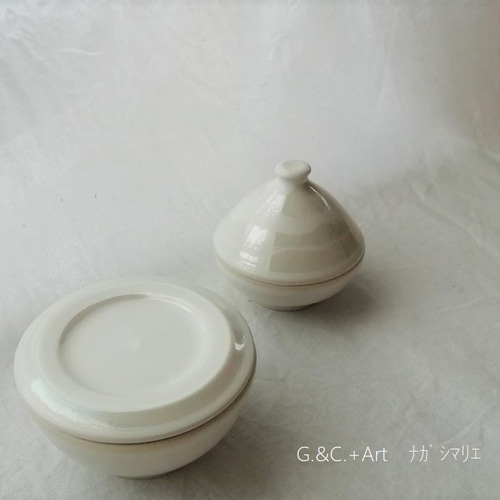 香合＊1個＊陶箱＊蓋物＊ラスター＊春霞①＊2112-10-6 保存容器 