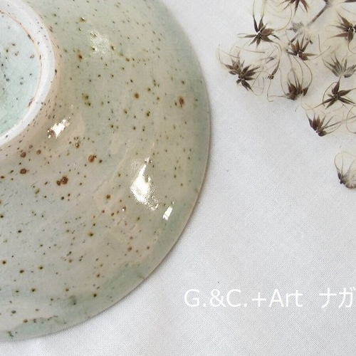 抹茶碗＊1個＊夏茶碗＊平茶碗＊天然灰釉＊御影＊うす水色 茶碗
