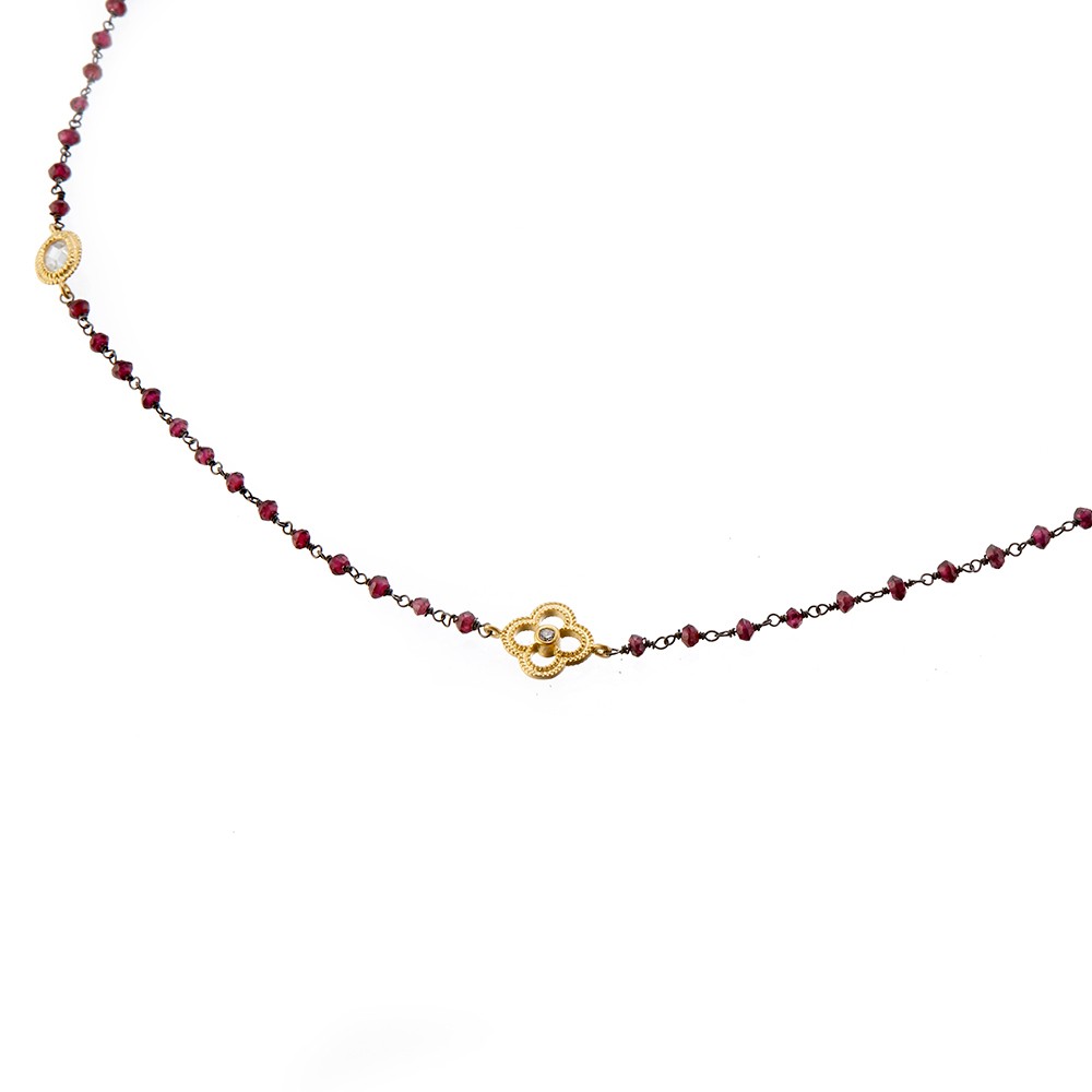 14Kゴールドカラー40インチの長鎖ガーネットハンド