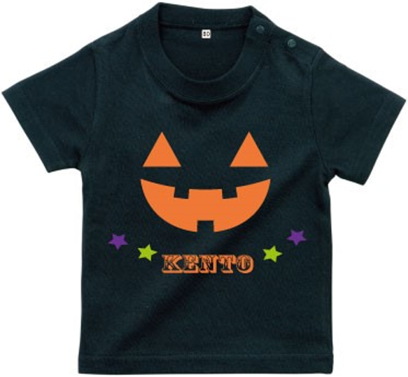 ハロウィン★きらきらかぼちゃ《black》★名前入りTシャツ 1枚目の画像