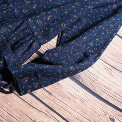 ワンピース　コットン　スカート　綿麻　ネイビー　ゆったり　小柄いっぱい　ロング丈  004 10枚目の画像