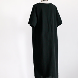 ワンピース　コットン　半袖　スカート　綿麻　ブラック　ゆったり　ロング丈  007 3枚目の画像