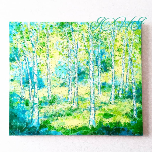 名画！ 油絵 油絵 Whitebirchー白樺 絵画 ICHI 通販 11402689｜Creema(クリーマ)