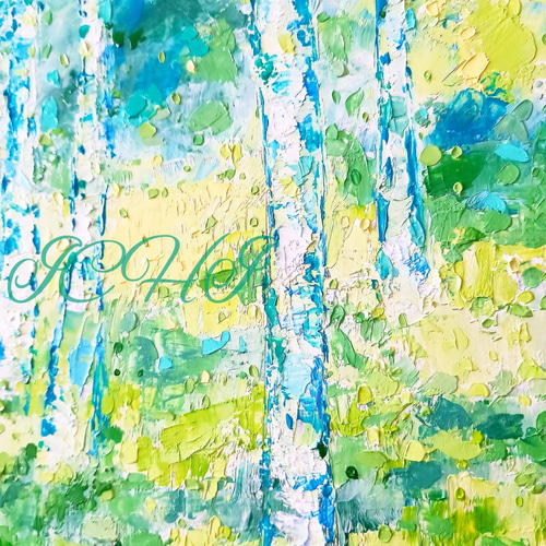 軽井沢の白樺 絵画 油絵 Whitebirchー白樺