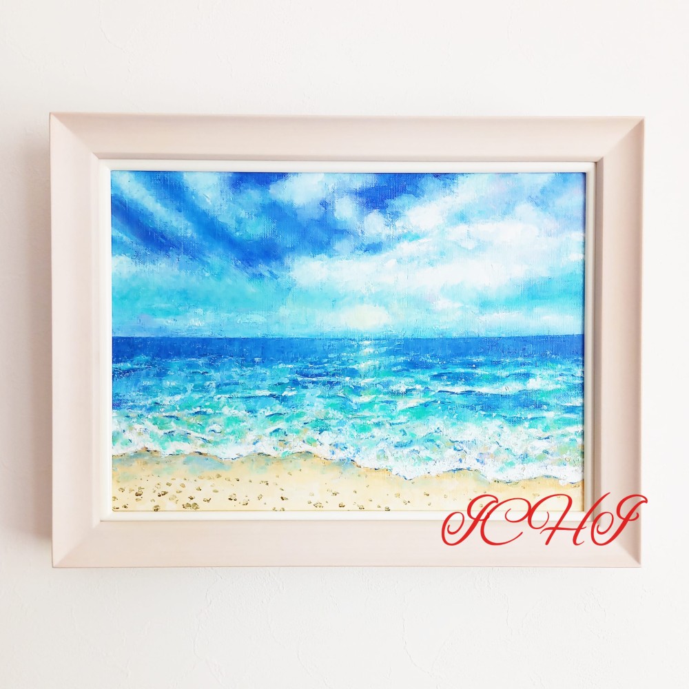 油絵　Blue ocean（額あり・なしお選び頂けます） 21,000円