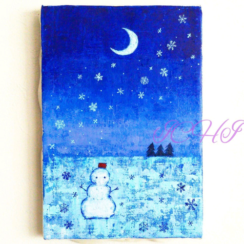 油絵 雪の月夜に 絵画 ICHI 通販 8124559｜Creema(クリーマ)