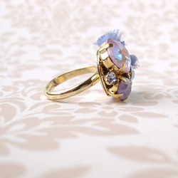 紫陽花のリング　〜淡い紫とブルーグラデのシルクリボン 7枚目の画像