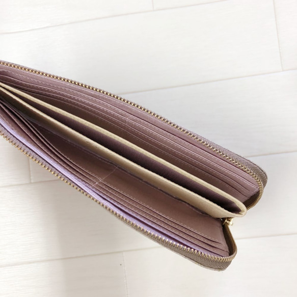 CUEL DESON纖巧而大容量的長款錢包纖巧，優雅，漂亮的L型拉鍊錢包《灰色》 CU207GY 第2張的照片