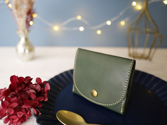 TK01GR 栃木レザー　小銭入れ　コインケース　ボックス　BOX　コンパクト　薄型　シンプル 1枚目の画像