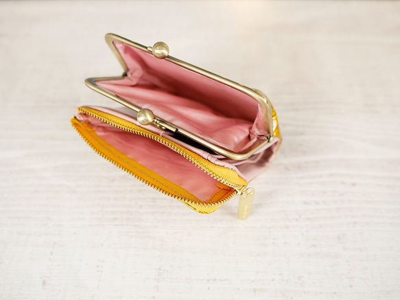 【訳あり】コンパクトなのに大容量な二つ折り財布 エレガントな大人かわいい がま口財布《ピンク》CU218PK 6枚目の画像